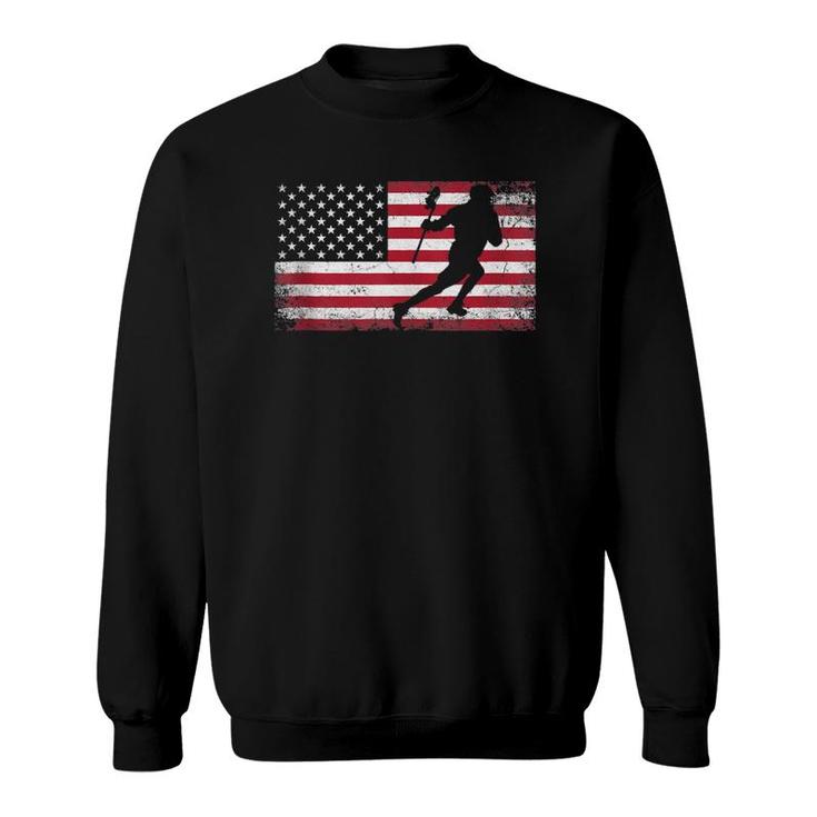 Lacrosse 4Th Of July American Flag Patriotic Usa Men Boys Sweatshirt