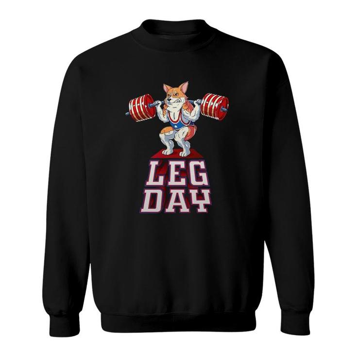 Leg Day Corgi Weight Lifting Squat Gym Sweatshirt