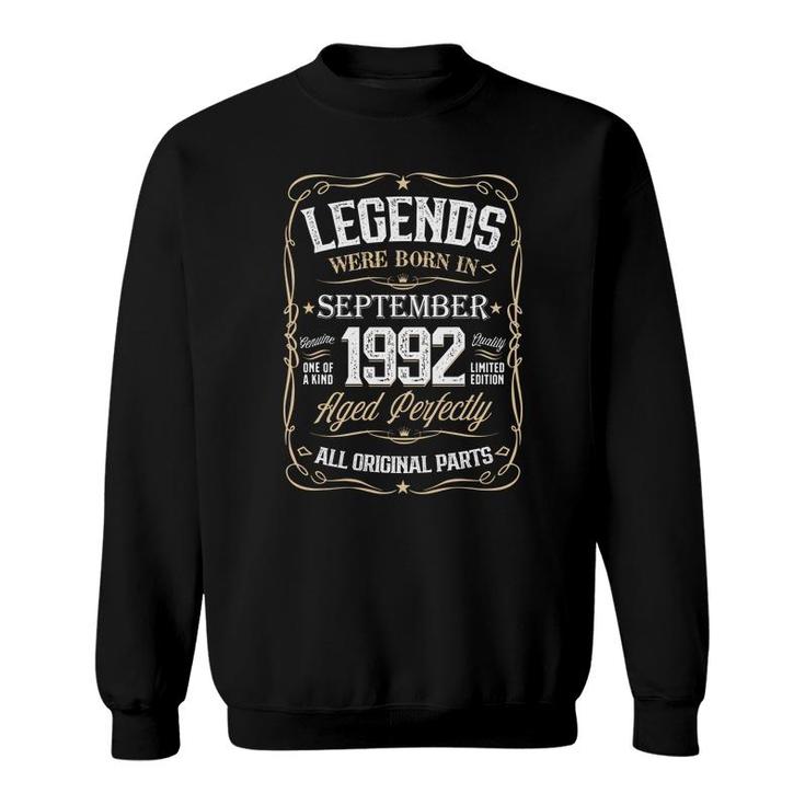 Legends Were Born In 1992 September Awesome Since Vintage Birthday  Sweatshirt