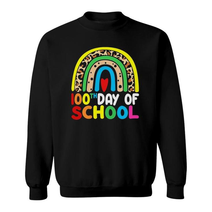 Leopard Rainbow 100 Days Of School 100Th Day Teacher Student Sweatshirt