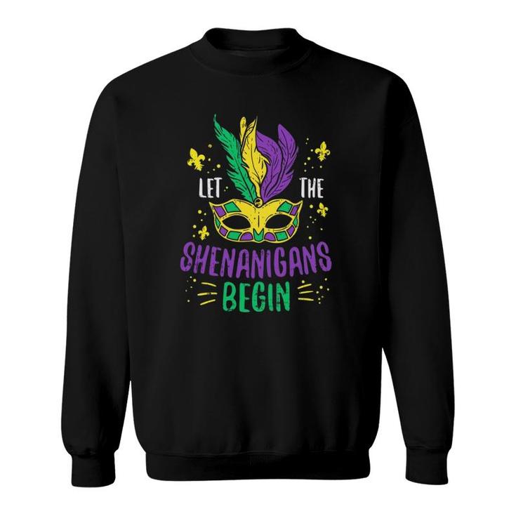 Let The Shenanigans Begin Jester Funny Mardi Gras Carnival Sweatshirt