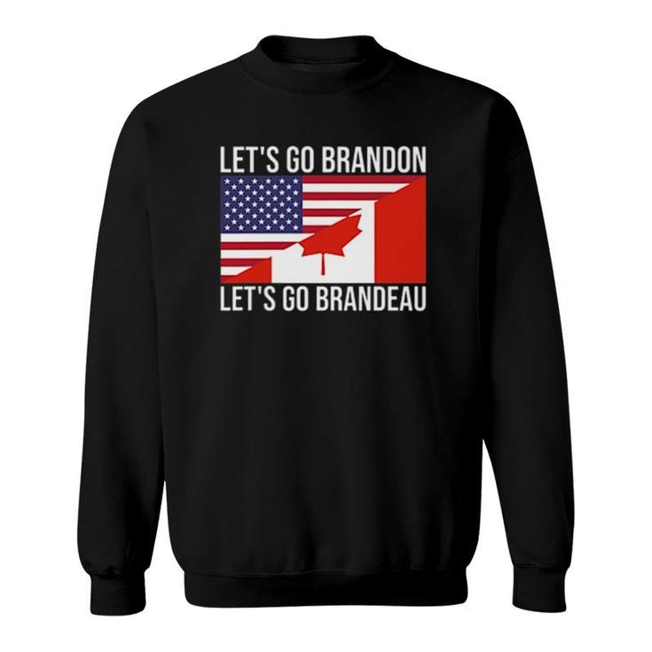 Let's Go Brandeau Usa Canada Flag Freedom Convoy Trucker Sweatshirt