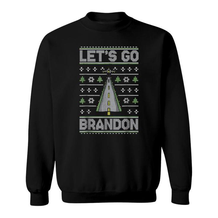 Let’S Go Brandon Air Plane US Force Army Ugly Xmas Sweat Sweatshirt