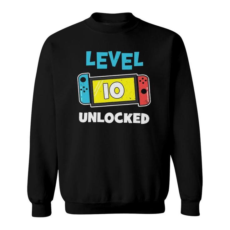 Level 10 Unlocked Gamer 10Th Birthday Video Game Lovers  Sweatshirt