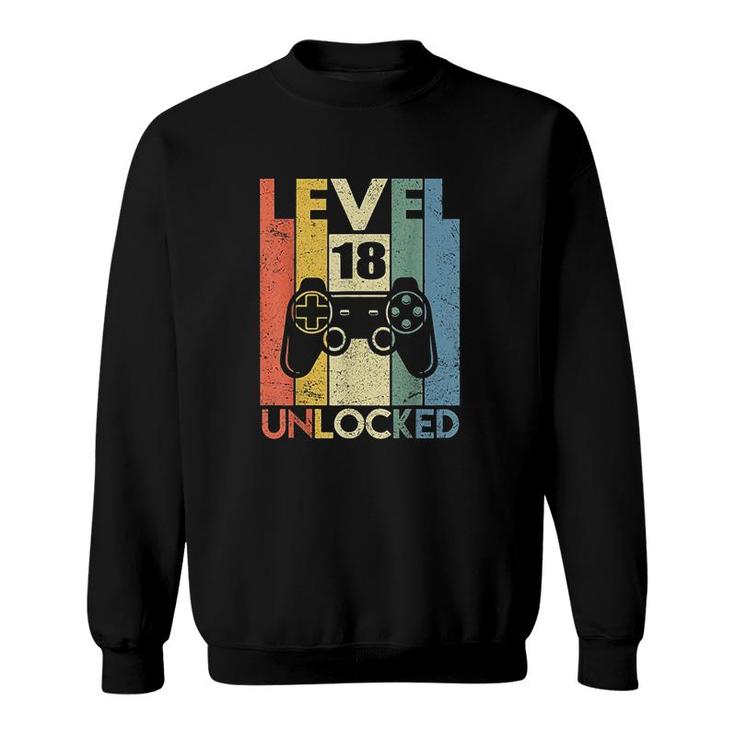 Level 18 Unlocked Boys 18th Birthday 18 Year Old Gamer Boys  Sweatshirt