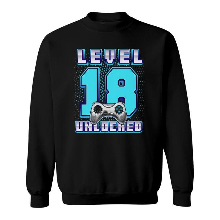 Level 18 Unlocked Video Game 18Th Birthday Gamer Boys Sweatshirt