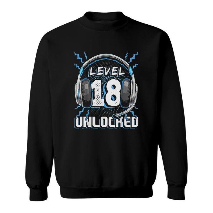 Level 18 Unlocked Video Game 18th Birthday PC Gaming Gift  Sweatshirt