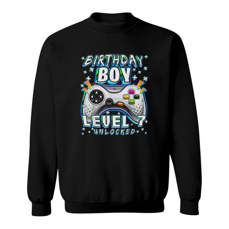 Level 7 Unlocked Video Game 7th Birthday Gamer Boys  Sweatshirt