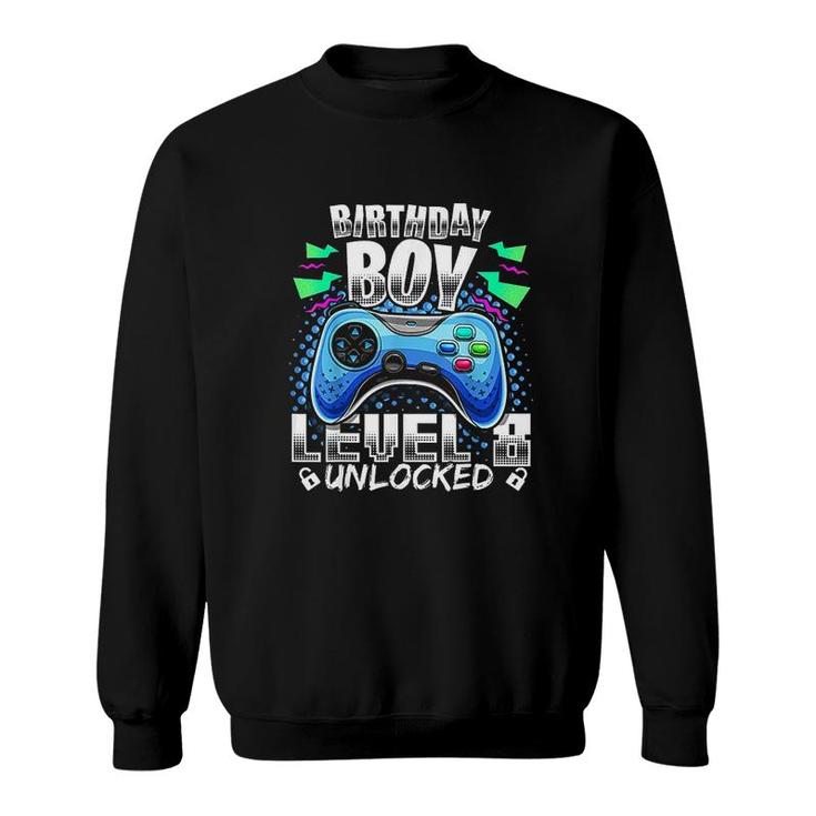 Level 8 Unlocked Video Game 8th Birthday Gamer Gift Boys Electronic Sweatshirt