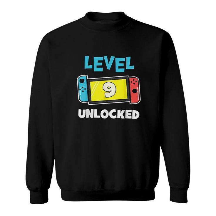 Level 9 Unlocked Gamer 9th Birthday Gift Video Game Lovers  Sweatshirt