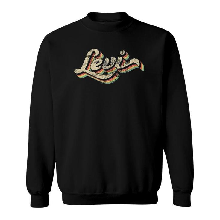 Levi Name 70S Inspired Retro Vintage Distressed Design Sweatshirt