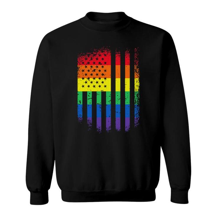 Lgbt Lgbtqia Usa Flag Colorful Gay Lesbian Support  Sweatshirt