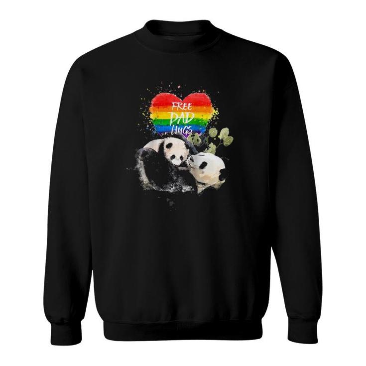 Lgbt Pride Papa Panda Bear Free Dad Hugs Father's Day Love Raglan Baseball Tee Sweatshirt
