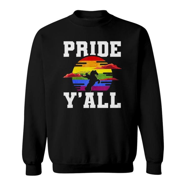 Lgbt Rainbow Gay Pride Flag Cowboy Hat Western Cowboy  Sweatshirt