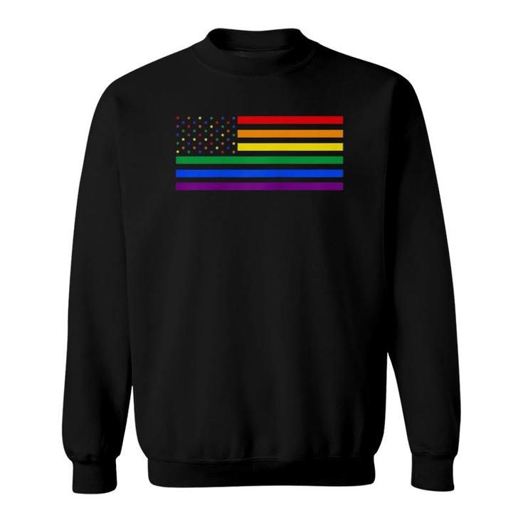 Lgbt Usa Flag Patriotic Gay Rainbow Pride Month Support Raglan Baseball Tee Sweatshirt