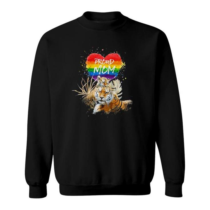 Lgbtq Gay And Lesbian Pride Mama Tiger With Baby Proud Mom Raglan Baseball Tee Sweatshirt