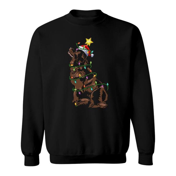 Lighting Xmas Tree Matching Santa Newfoundland Dog Christmas  Sweatshirt