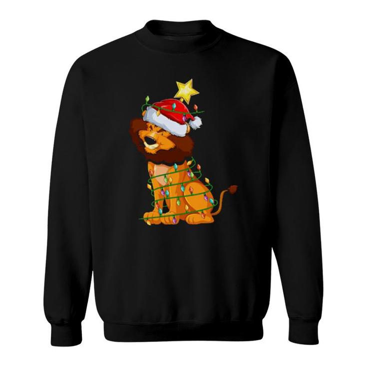 Lion Lighting Xmas Tree Matching Lion Christmas  Sweatshirt