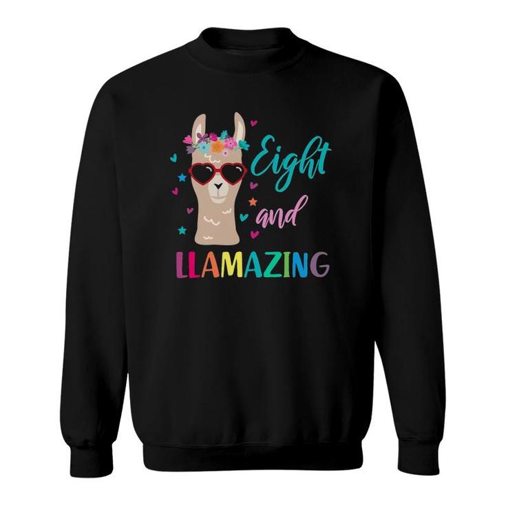 Llama Birthday  Outfit For Girls Eight And Llamazing Sweatshirt