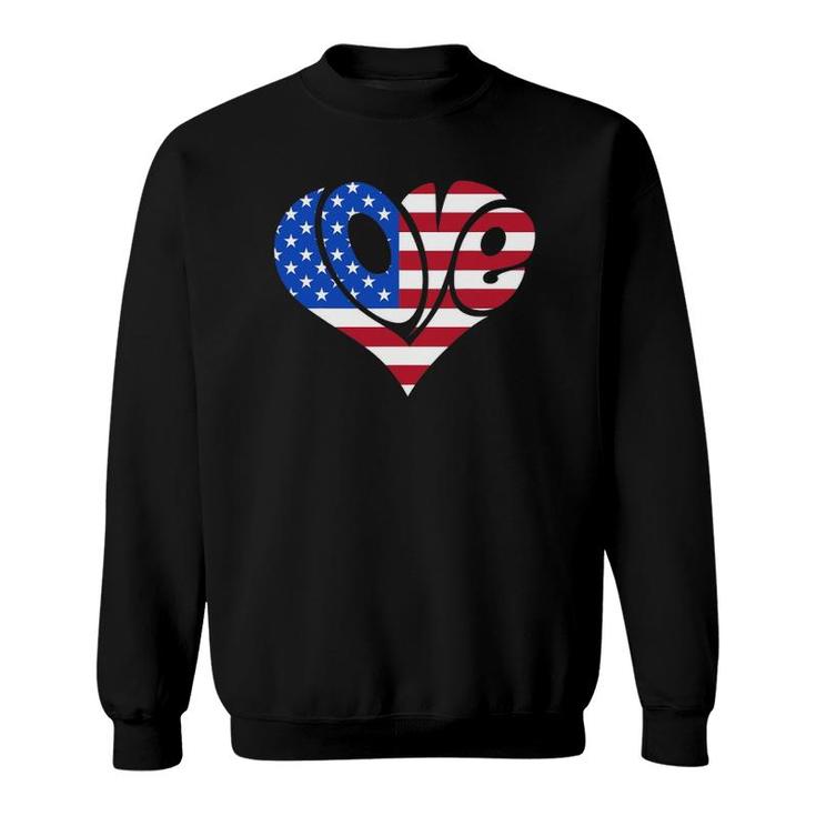Love American Flag Hearts  4Th Of July Cute Graphic Sweatshirt