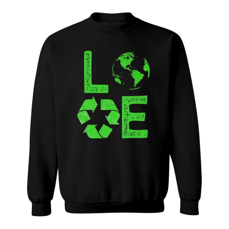 Love Earth Day 90S Planet Vintage Recycling Kids Or Teacher Sweatshirt