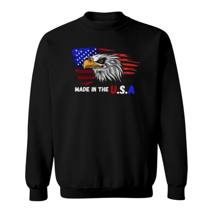 Made In The USA Bald Eagle Patriotic Flag Tattoo Sweatshirt