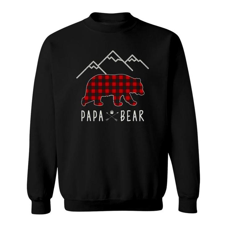 Mama Bear Gift - Buffalo Plaid Papa Bear Sweatshirt
