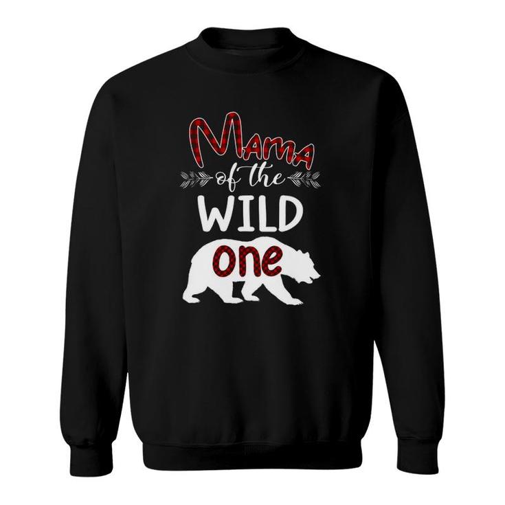 Mama Bear Of The Wild One Plaid Birthday Gifts Sweatshirt