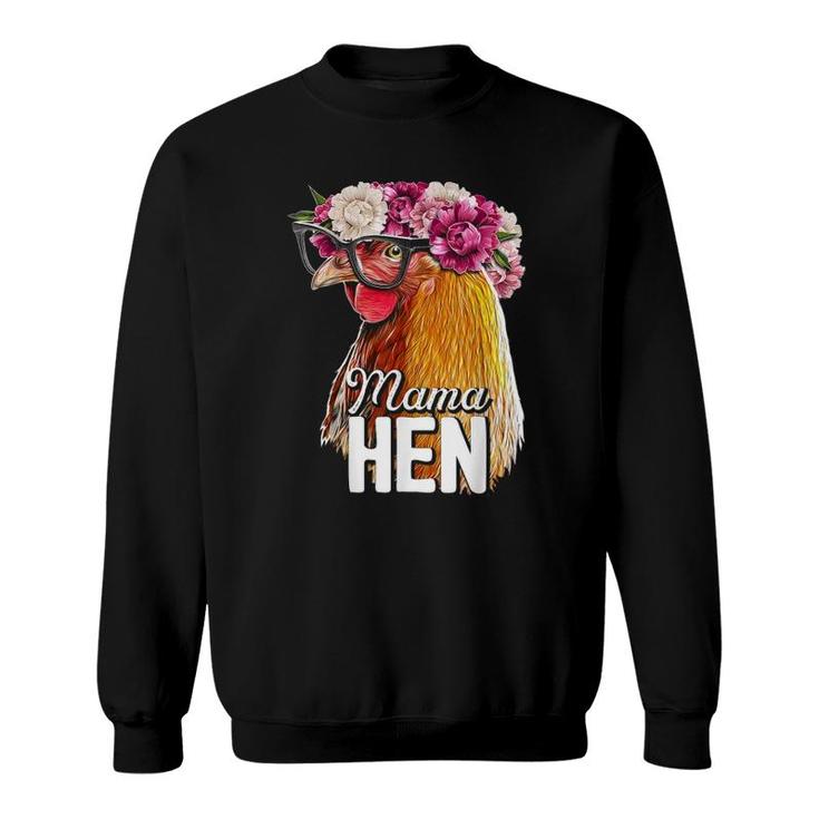 Mama Hen Floral Rhode Island Red Chicken Farmer  Gift Sweatshirt
