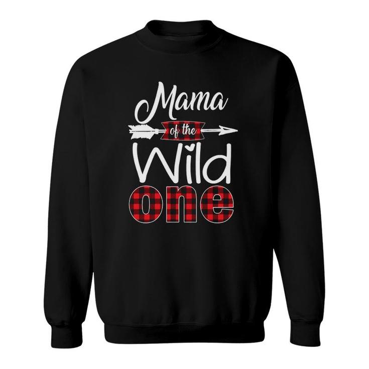 Mama Of The Wild One Buffalo Plaid Red 1St Birthday Gift Sweatshirt
