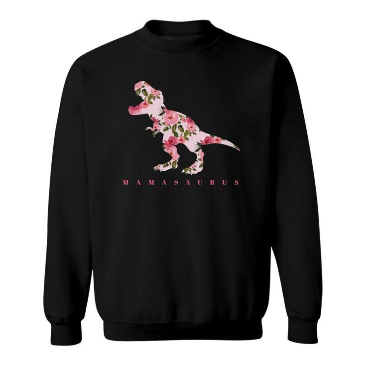 Mamasaurus With Cute Floral Dinosaur Sweatshirt