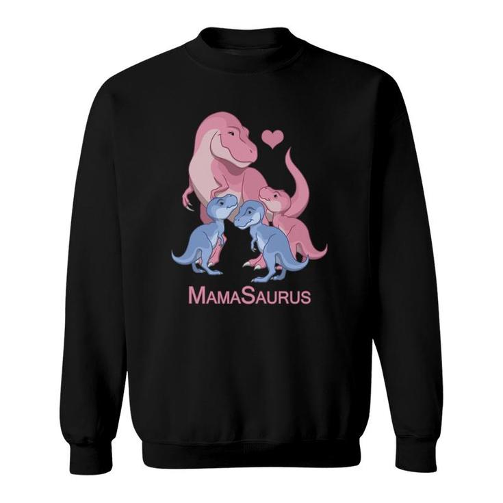 Mamasaurusrex Mother & 3 Cute Baby Boy & Girl Dinosaurs  Sweatshirt