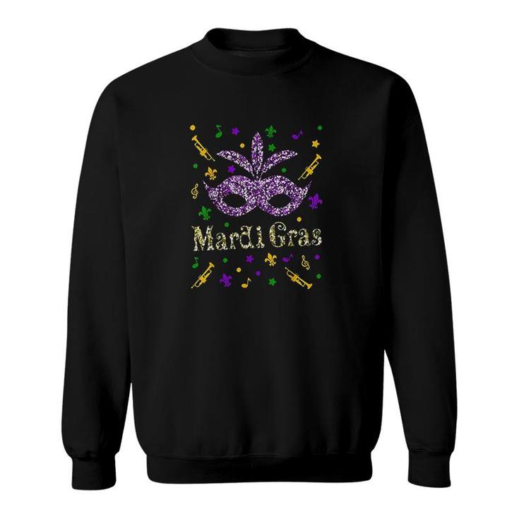Mardi Gras 2022  Womens Girls Mask Beads New Orleans Mardi Gras 2022 Sweatshirt