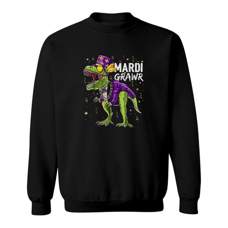 Mardi Grawr Rex Dinosaur Mardi Gras Costume Kids  Sweatshirt