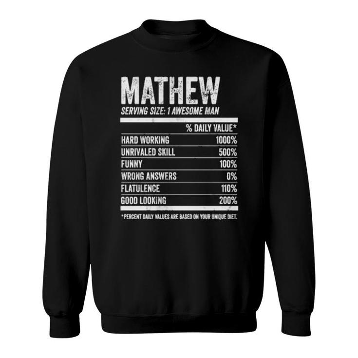 Mathew Nutrition Personalized Name  Name Facts  Sweatshirt