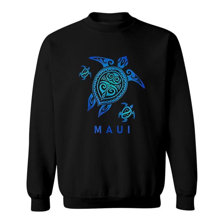 Maui Hawaii Sea Blue Tribal Turtle Sweatshirt