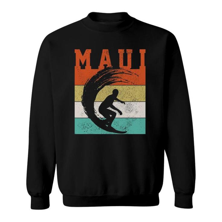 Maui Surfing Vintage Surf Hawaiian Islands Surfer Gift Sweatshirt