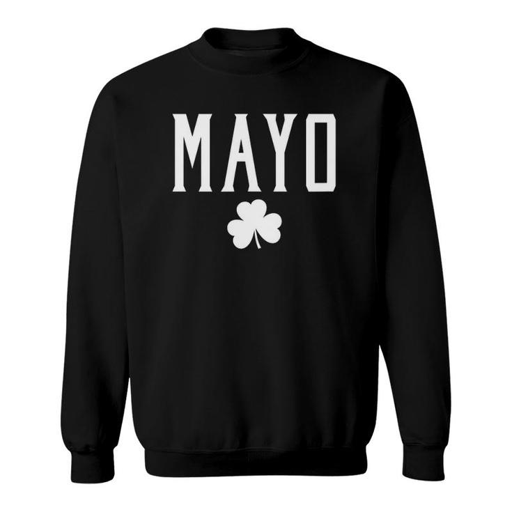 Mayo Ireland Shamrock Vintage Text Green With White Print Sweatshirt