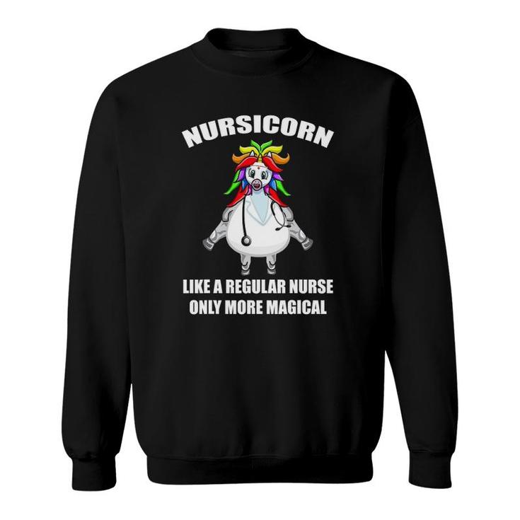 Medical Scrub Top Nurse's Hat Wearing Unicorn Nursicorn Gift Sweatshirt