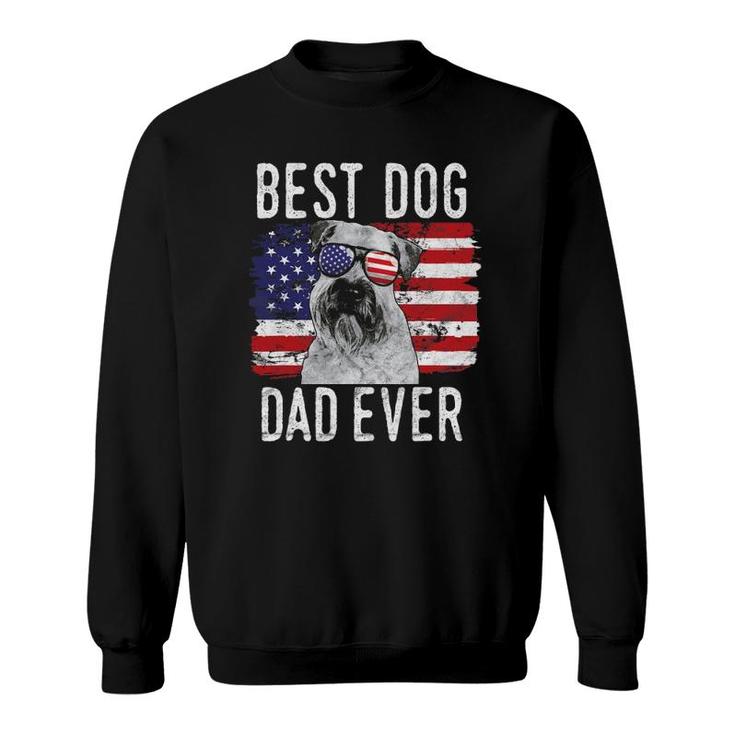 Mens American Flag Best Dog Dad Ever Soft Coated Wheaten Terrier Sweatshirt