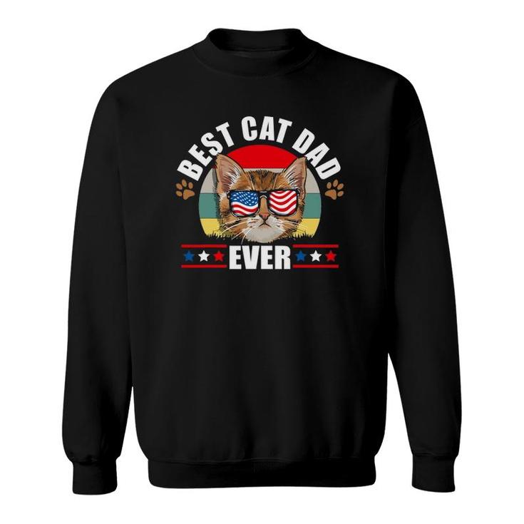 Mens Best Cat Dad Ever Cat Father Father Day Patriotic Men Sweatshirt