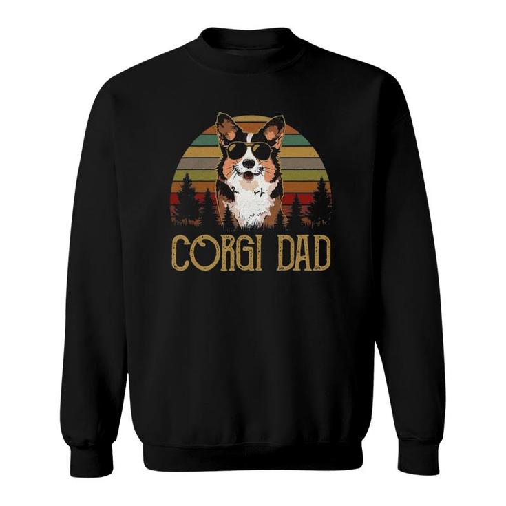 Mens Best Corgi Dad Ever Retro Vintage Corgi Dad Father's Day Sweatshirt