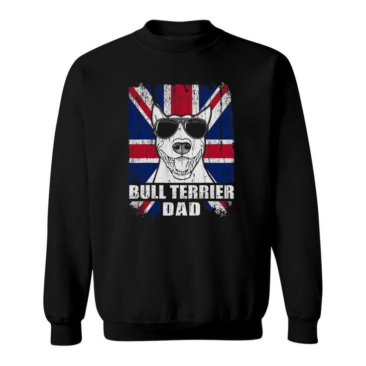 Mens Bull Terrier Dad Cool Uk Flag Vintage Retro Sweatshirt