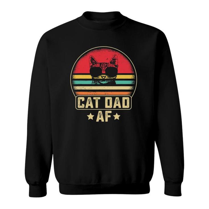 Mens Cat Dad Af Funny Daddy Fathers Day Retro Vintage Design Sweatshirt
