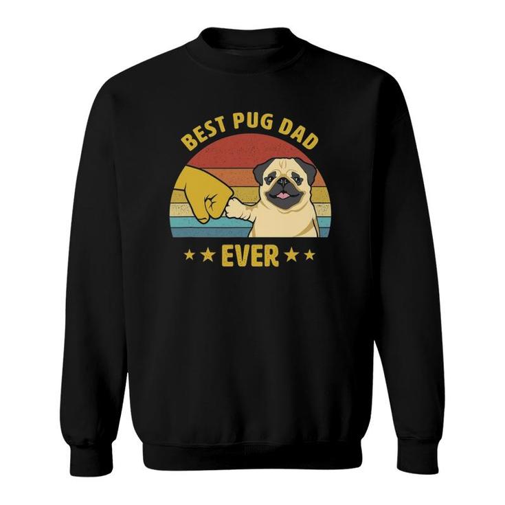 Mens Cute Best Pug Dad Ever Proud Vintage Puppy Lover Pug Retro Sweatshirt