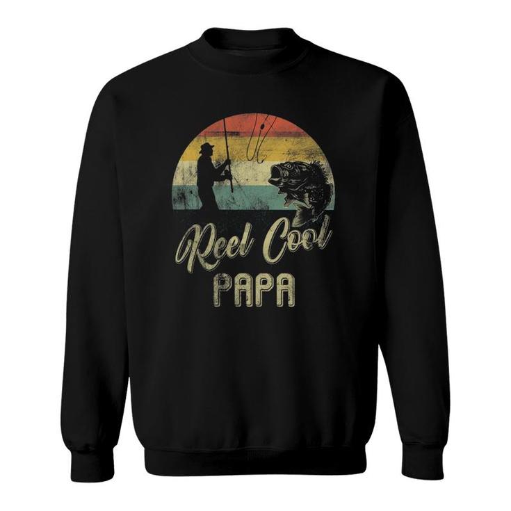 Mens Funny Vintage Reel Cool Papa Fish Fishing Father's Day Sweatshirt