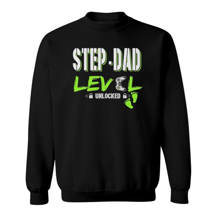 Mens Gaming Step-Dad Level Unlocked Gamer Leveled Up Father's Day Sweatshirt