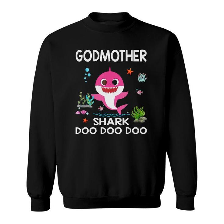 Mens Godmother Shark  Funny Mothers Day Gift For Kids Womens Sweatshirt
