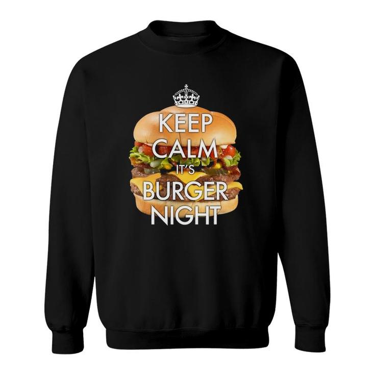 Mens Keep Calm It's Burger Night Novelty Soft Touch Sweatshirt