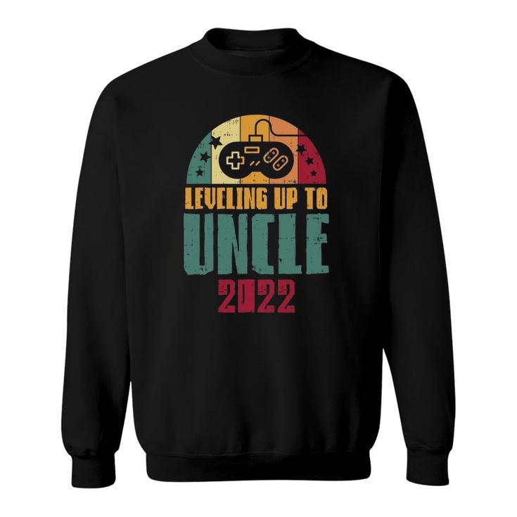 Mens Leveling Up To Uncle 2022 Retro Pregnancy Reveal Gamer Gift Sweatshirt